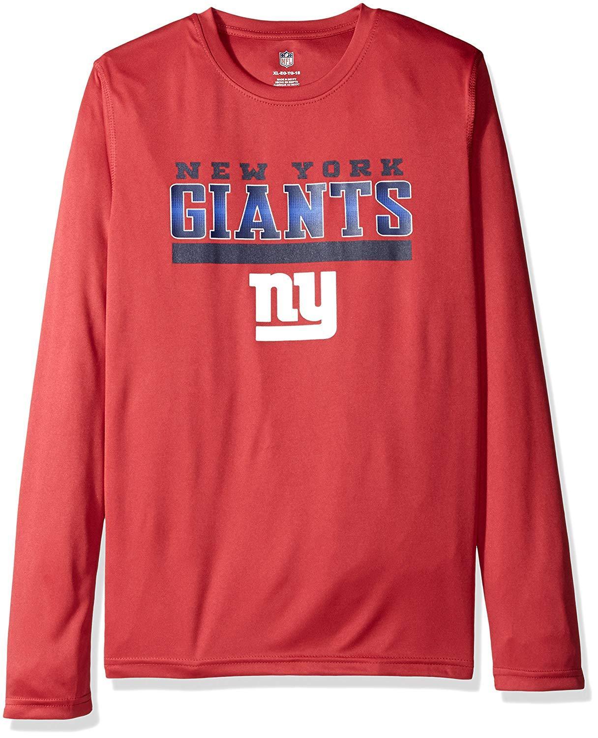 Primary image for NFL New York Giants Boys Outerstuff Long Sleeve Performance Tee, Size XL/16/18