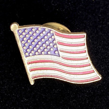 Vintage Enamel US Flag Pin For Lapel Hat Lanyard Patriotic American Pinback - £9.68 GBP