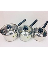 6 Pcs/Set Deep Sauce Pan Stainless Steel With Glass Lid 14, 16, 18 CM - ... - $56.09