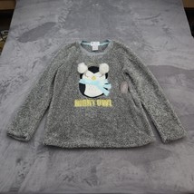 Secret Treasures Shirt Girls Small 4/6 Gray Plush Pajamas Night Owl Sleepwear - £18.18 GBP