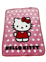 Hello Kitty Twin / Full Raschel Blanket Polka Dots Pink - £24.55 GBP