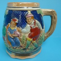 Old Drinkware Germany Collectibes Relief BEER MUG Stein Lamp People Couple City - £15.82 GBP