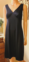 Vtg Vanity Fair 36/24&quot; Silky black Tricot All Nylon Full Slip Gown Night... - $19.30