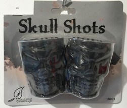 Halloween Skull Shot Glasses - Black Color - Pkg Of 2 Great For Trick Or Shot! - £4.06 GBP