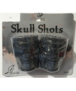 Halloween SKULL SHOT GLASSES - Black Color - Pkg Of 2 Great For TRICK OR... - £4.10 GBP