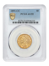 1891-CC $5 PCGS AU55 - £2,162.71 GBP