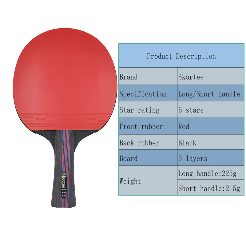 Sporting 6 Star Professional Table Tennis Racket WIth Bag Horizontal Grip Ping P - £44.76 GBP