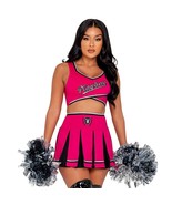 Cheerleader Costume Set Playboy Crop Top Pleated Mini Skirt Pom Poms Pin... - £59.74 GBP