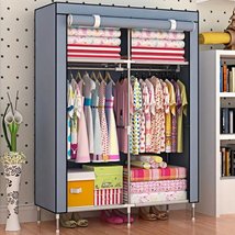 1pc Closet Portable Wardrobe Clothes Storage Organizer With Hanging Rails - £40.80 GBP
