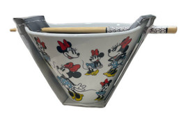 Noodle Bowl Disney Minnie Mouse Ceramic Ramen Soup Bowl with Chopsticks - £23.87 GBP
