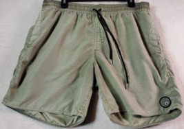 Volcom Shorts Mens XL Green Pockets Pleated Front Logo Medium Wash Draws... - $12.09