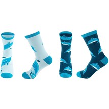 2-Pair Girls Crew Socks With Dolphin Sea Animal Print, Cute Kids Casual Socks - £18.16 GBP