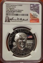 2020- Cameroon 1000F- Silver Donald Trump- NGC- High Relief- ER- PF70UC - $350.00