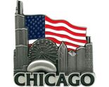 Chicago Illinois with American Flag Metal Fridge Magnet - $8.99