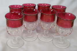 Colony  Ruby Flashed Kings Crown Cordial Goblet 3 5/8&quot;, Set of 8 - £25.80 GBP