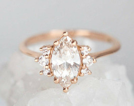 0.60Ct Marquise Cut VVS1 Diamond Solitaire Engagement Ring 14k Rose Gold Finish - £69.21 GBP