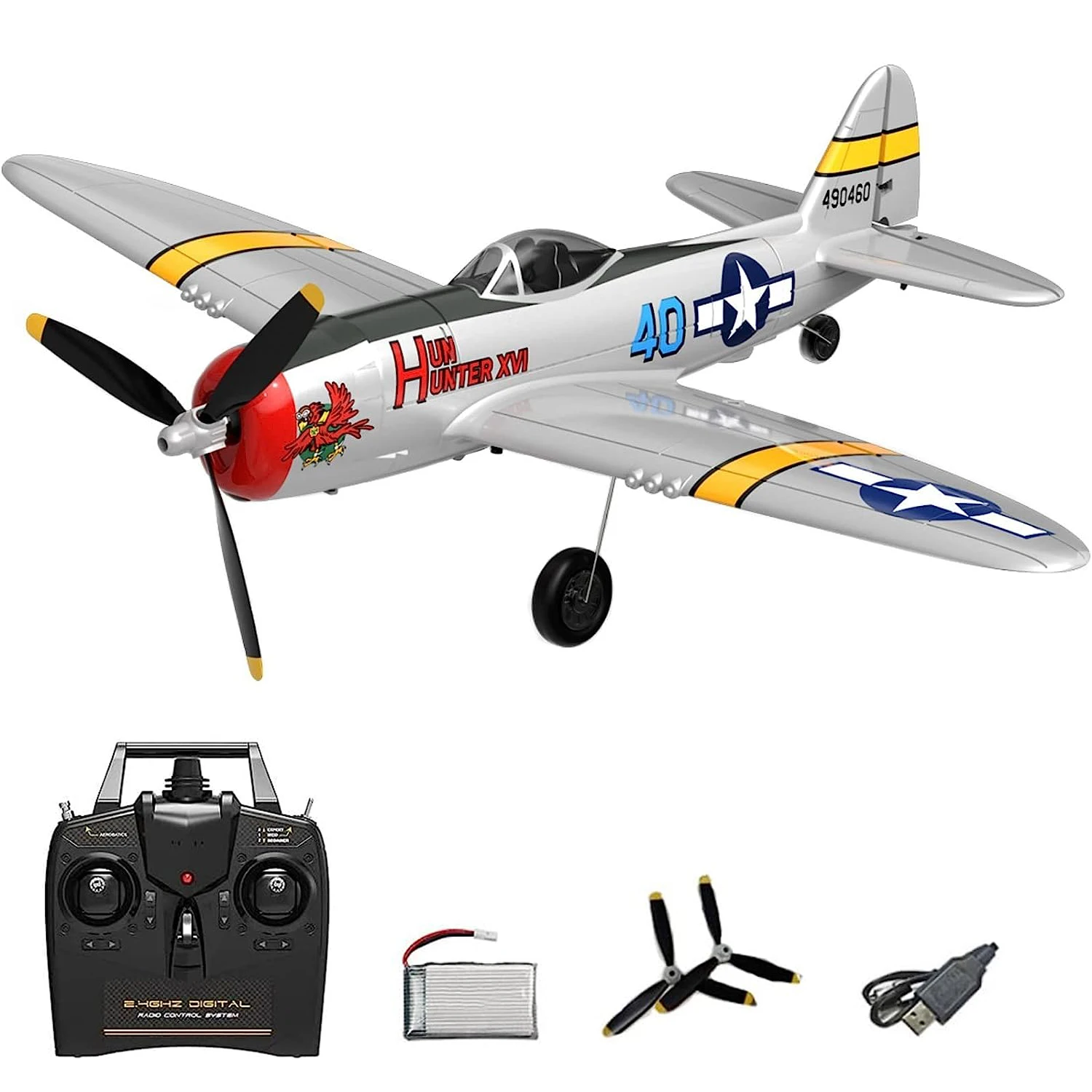 RC Airplane P47 RTF Aircraft One Key Aerobati RC Fighter, Lightning RC Plane - £124.42 GBP