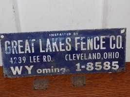 Vintage Great Lakes Fence Company Metal Sign - €56,30 EUR