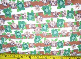 Vintage Feedsack Flour Sack Cotton Fabric Un-opened Brown Striped Green Flowers - £78.65 GBP