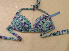 BLEU Rod Beattie &#39;Major Scale&#39; Halter Bikini Top Multi Blue size 6-$69 NWT - £18.74 GBP