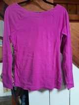 Lauren Ralph Lauren Fuschia Purple Long Sleeve Cotton Tee Sz L - £15.48 GBP