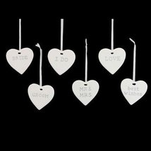 Gisela Graham White Ceramic Wedding hanging Heart Decoration (Best Wishes) - £3.75 GBP
