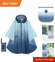 Waterproof Hooded Raincoat Poncho for Adults Ombre Blue Versatile Outdoo... - $49.45
