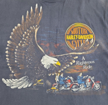Vtg 1988 Blue Harley Davidson A Righteous Ride Single Stitch T-Shirt - L... - $58.04