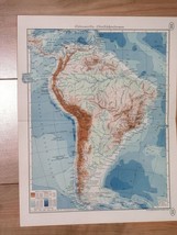 1938 Original Vintage Physical Map Of South America Amazon Andes Brazil - £13.44 GBP