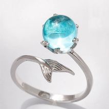 [Jewelry] Blue Bead Bubble Mermaid Ring for Woman/Friend/Family Gift - £7.16 GBP