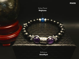 Pisces Zodiac with Amethyst Birthstone and Neptune(Kyanite) Ruling Plane... - $22.90