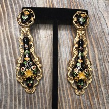 Vintage Monet Cloisonne Articulated Earrings ULTRA RARE - $70.13