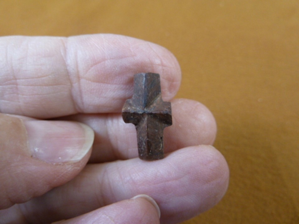 (CR593-102) 5/8&quot; Fairy Stone CHRISTIAN CROSS oiled Staurolite Crystal MA... - $16.99