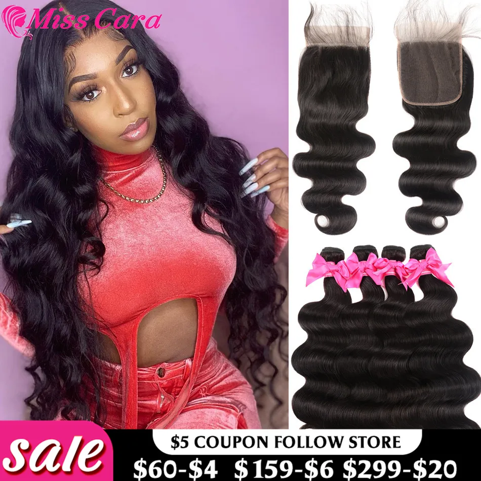 Ara remy body wave with 4x4 closure brazilian hair weave bundles with closure 100 human thumb200