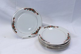 Poinsettias Ribbons Christmas Salad Plates 7 1/2&quot; Set of 8 Xmas SEE DESC... - £21.49 GBP