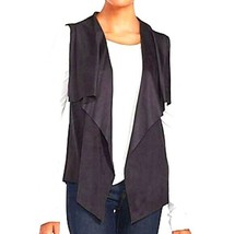 Joan Vass Navy Blue Faux Suede Draped Open Front Vest Size Extra Small X... - $37.05