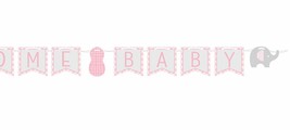 Little Peanut Girl Ribbon Banner 11.5 ft &quot;Welcome Baby&quot; Shower Pink Elep... - £5.09 GBP