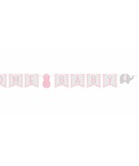 Little Peanut Girl Ribbon Banner 11.5 ft &quot;Welcome Baby&quot; Shower Pink Elep... - £5.20 GBP