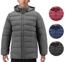 Men’s Heavyweight Insulated Microfiber Removable Hood Quilted Zip Puffer Jacket - £39.81 GBP