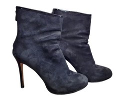 Ann Taylor Nadia Platform Black Suede Leather Zip Ankle Boots Size 10 - $40.00