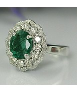 2.10CT Simulated Emerald Halo Vintage Art Deco Engagement Ring Sterling ... - £220.56 GBP