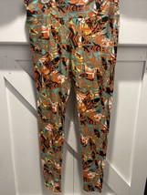 LULAROE LLR TALL&amp;CURVY LEGGINGS ORANGE TEAL YELLOW&amp; BLACK GEOMETRIC SHAP... - £32.42 GBP