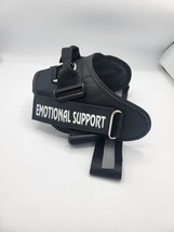 Emotional Support Black Nylon Strap Service Large Dog Harness with 2 Ref... - $19.75