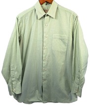 Tommy Bahama Large Long Sleeve Button Front Shirt Cotton Checkered Green 15 1/2 - $15.67