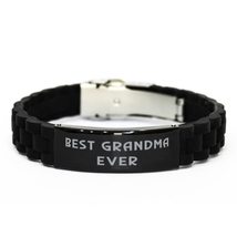 Best Grandma Ever Black Glidelock Clasp Bracelet, Grandma Engraved Bracelet, Uni - £15.60 GBP
