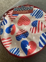 New Stars &amp; Stripes Set Of 4 Placemats Red White Blue Hearts 4th Of July 15&quot; - £17.27 GBP