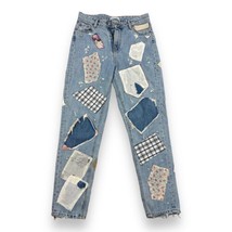 Zara Woman Premium Denim Collection Distressed Patchwork Tapered Jeans Sz 4 - £22.83 GBP