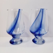 2-Libbey Blue Ribbon 12.8 oz. Glass Goblet Tumbler Clear Blue - £14.76 GBP