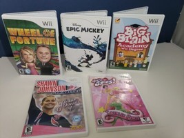 Lot of 5 Nintendo Wii Games, Wheel Fortune, Epic Mickey, Big Brain, Total Spies! - £12.58 GBP