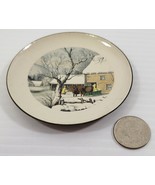 *C3) Small 3.5 Cloisenamel on Copper Dish Winter Country Farm Bull Scene - $19.79